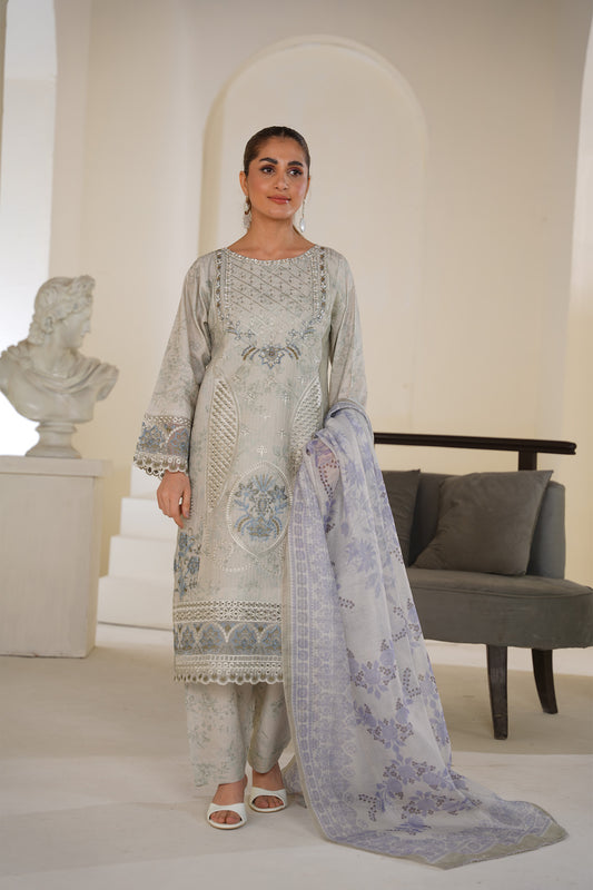 Silver Grace - Premium Lawn 3‑Piece