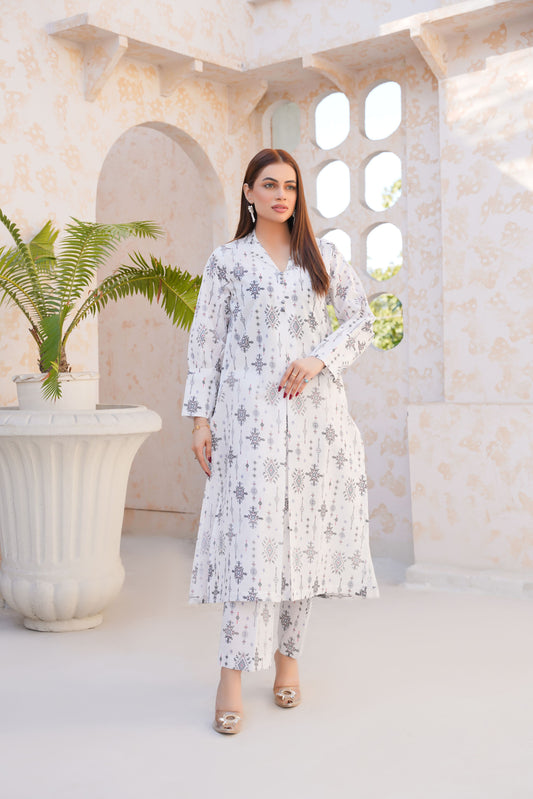 Aira White – Printed Lawn 2 Piece