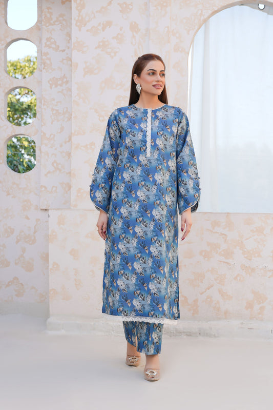 Blue Bloom – Printed Lawn 2 Piece