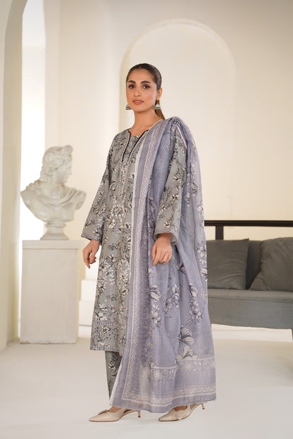 Raya Grey Bloom – Lawn 3 Piece