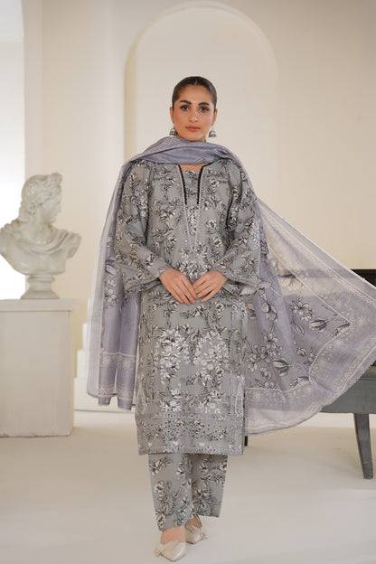 Raya Grey Bloom – Lawn 3 Piece