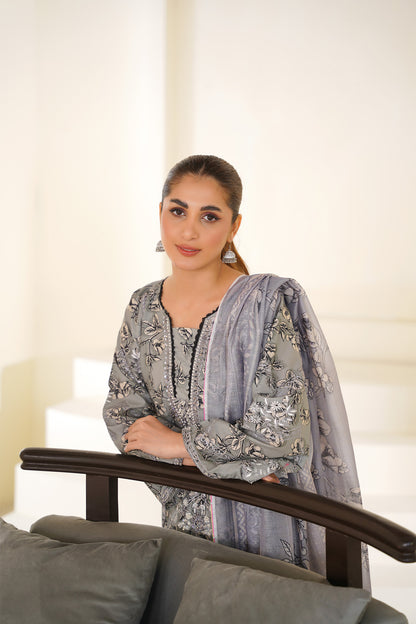 Raya Grey Bloom – Lawn 3 Piece