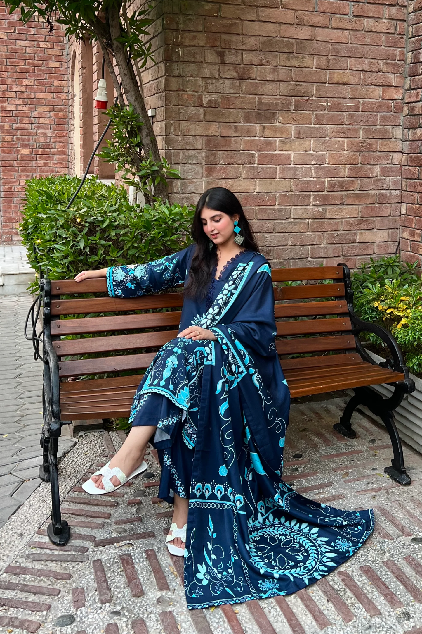 Blue Reverie – Classic Khaddar 3 Piece