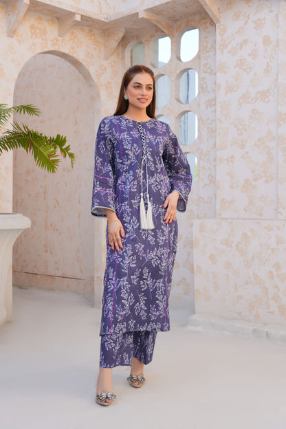 Elan Purple Bloom – Printed Lawn 2 Piece