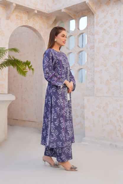 Elan Purple Bloom – Printed Lawn 2 Piece