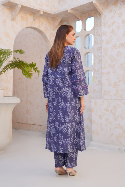 Elan Purple Bloom – Printed Lawn 2 Piece