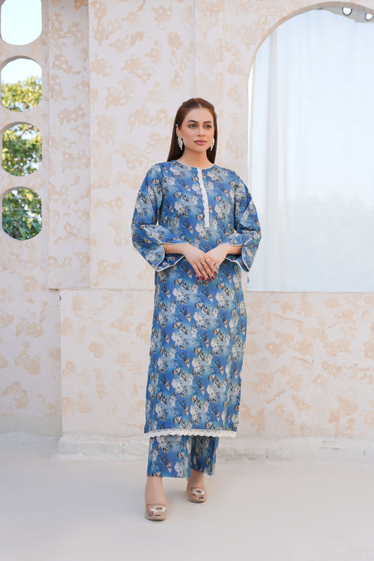Blue Bloom – Printed Lawn 2 Piece