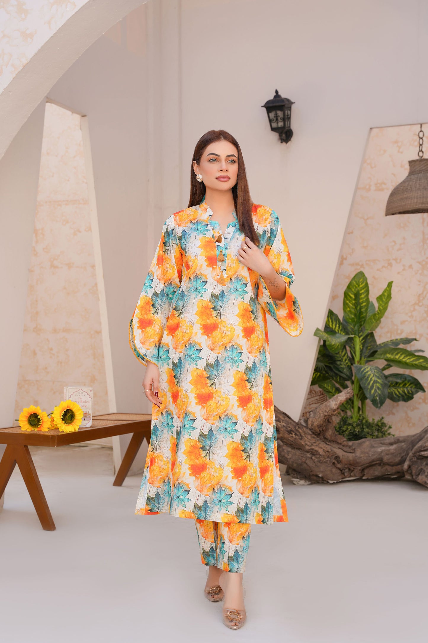 Sunset Bloom – Printed Lawn 2 Piece