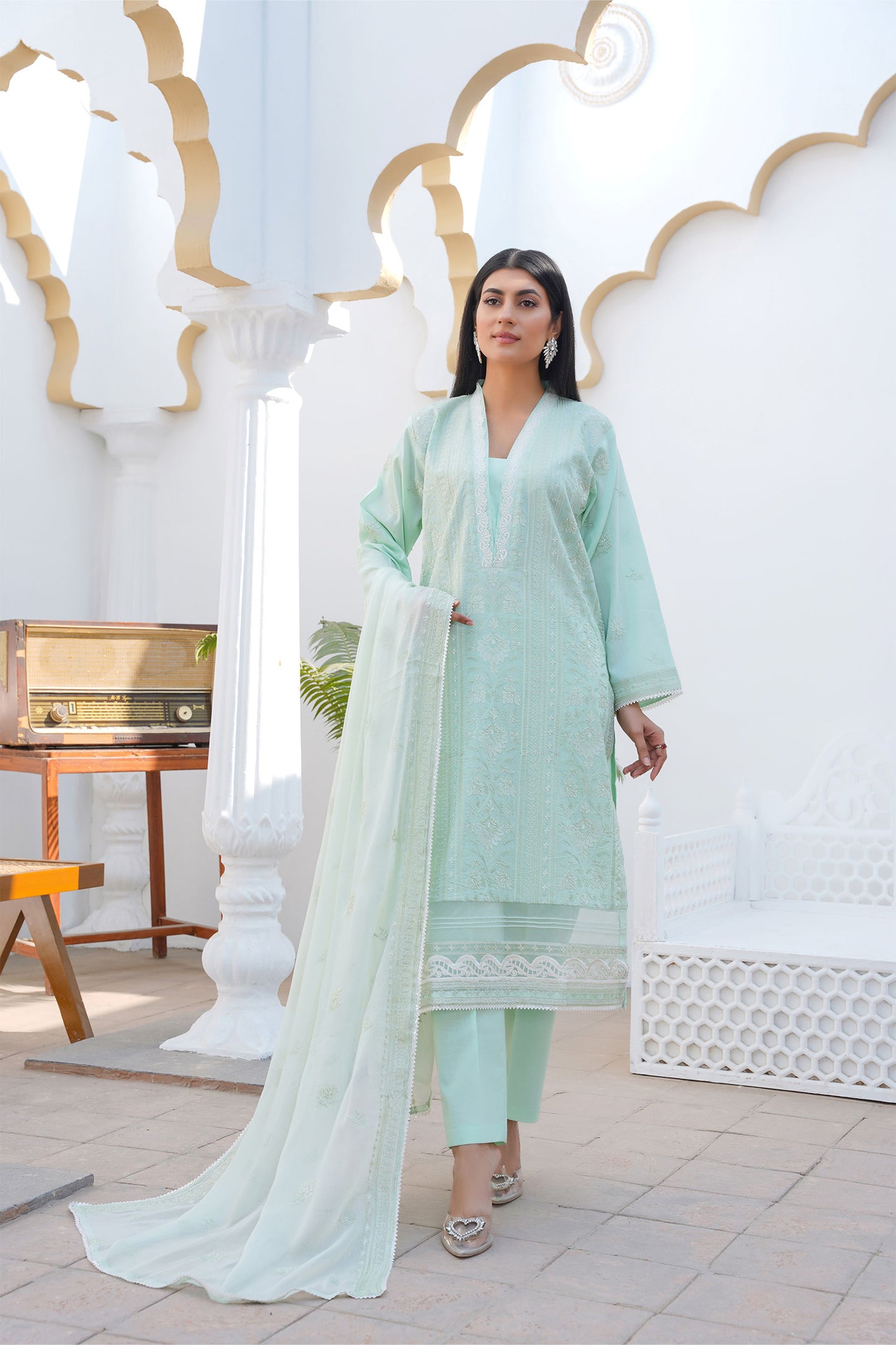 Mint Whisper – Embroidered Lawn 3 Piece