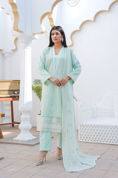Mint Whisper – Embroidered Lawn 3 Piece